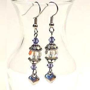 Beaded Sparkling Heart Earrings